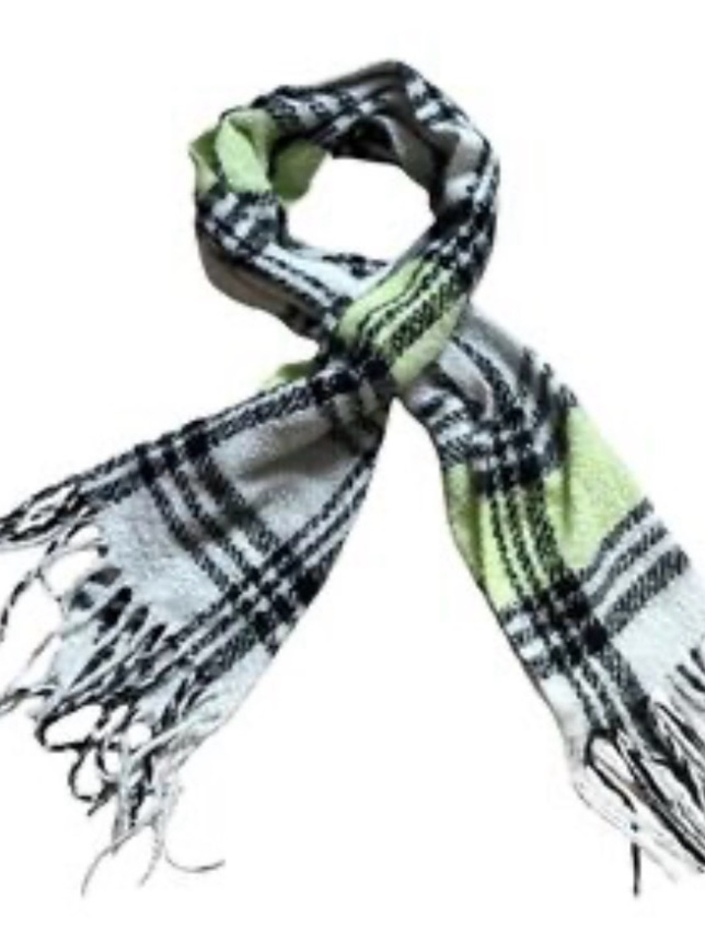 Free People Cozy Blanket Scarf in Green & Black 88" Long x 20" wide